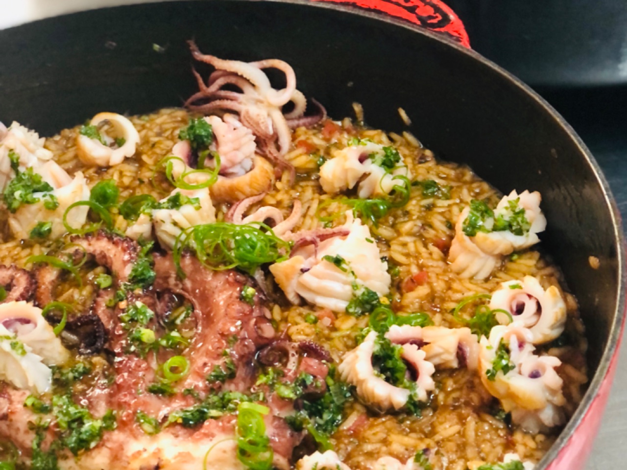 Arroz caldoso com frutos do mar 